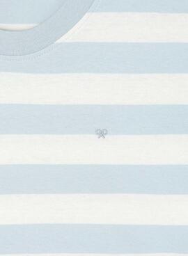 T-shirt Silbon blue and white stripes for men