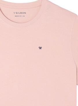 Básisches rosa Silbon T-Shirt für Herren