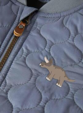 Jacke Name It Marlon gepolstert mit Dinosaurier-Print blau-grau für Jungen