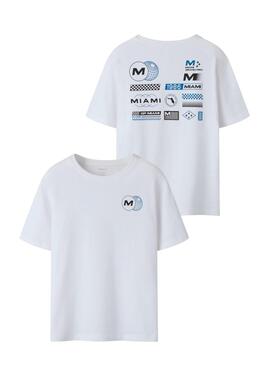 T-shirt Name It Benno mit Miami-Print in Weiß für Jungen.