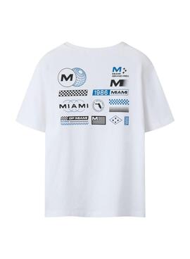 T-shirt Name It Benno mit Miami-Print in Weiß für Jungen.