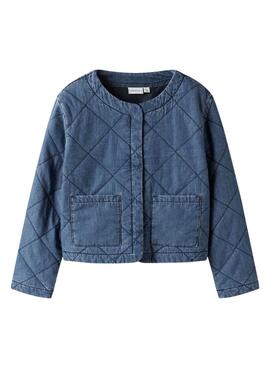 Jacke Name It Juliette gestepptes mittelblaues Denim für Mädchen
