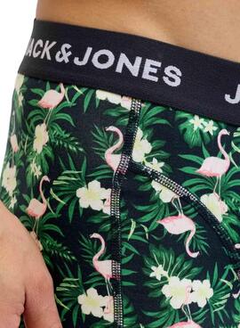 Pack Unterhosen Jack and Jones Flamingo Blumen für Herren