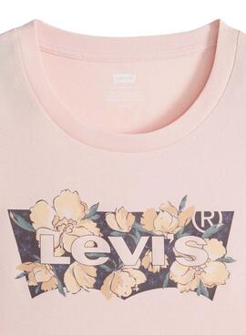 Levis Perfect T-Shirt in Rosa mit floralem Logo für Damen