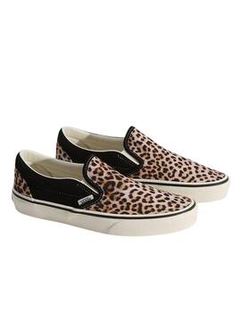 Turnschuhe Vans Classic Slip-On Leopard Schwarz für Damen