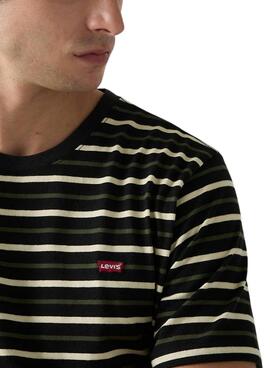 T-shirt Levis Andor Stripe schwarz und grün für Herren