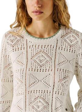 Pepe Jeans Damen-Strickpullover Kas in Weiß.