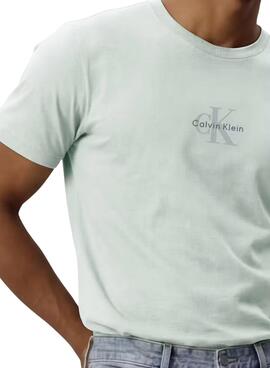 T-Shirt Calvin Klein Jeans Micro Monolog in Türkis für Herren.
