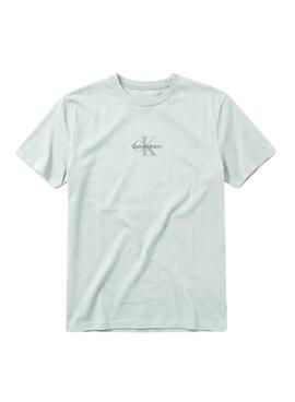 T-Shirt Calvin Klein Jeans Micro Monolog in Türkis für Herren.