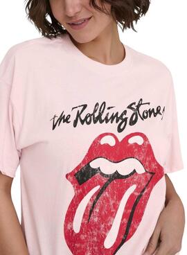 T-shirt Only Rolling Stones in rosa für Damen