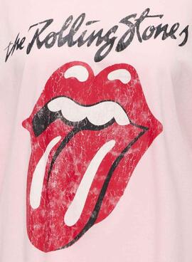 T-shirt Only Rolling Stones in rosa für Damen