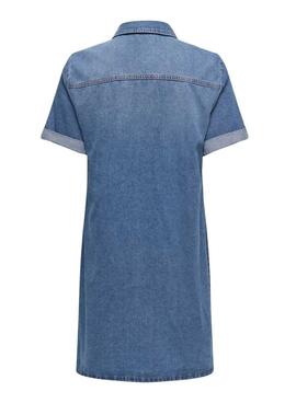 Kleid Only Damen mit mittlerem Waschung von Jeansstoff