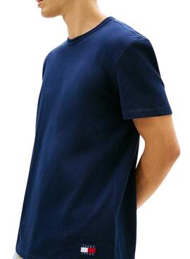 T-shirt Tommy Jeans Waffle blau für Herren.
