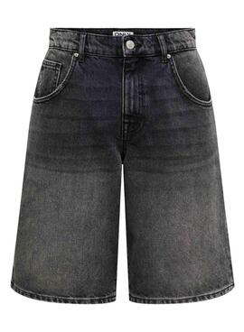 Schwarze Only Mate Jeans-Bermudas für Damen