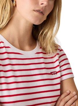 Levis Emily Stripe T-Shirt rot und weiß für Damen