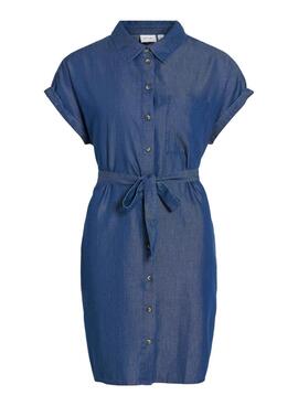 Kleid Vila Vinori Dunkelblaue Denim für Damen
