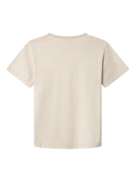 T-shirt Pepe Jeans Wallace mit kreisförmigem Logo in Beige für Jungen.