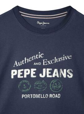 T-Shirt Pepe Jeans Carter mit dunkelblauem Logo-Print für Jungen