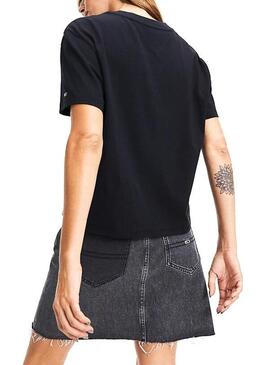 T-Shirt Tommy Jeans Flag Schwarz Für Damen