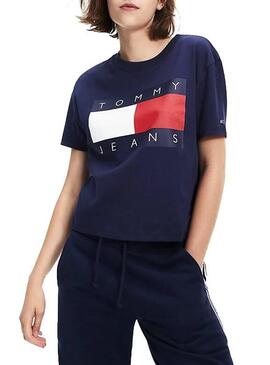 T-Shirt Tommy Jeans Flag Navy Für Damen
