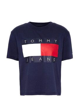 T-Shirt Tommy Jeans Flag Navy Für Damen