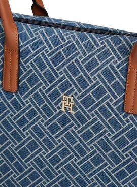 Tasche Tommy Hilfiger Popette monogramm Tote blau für Damen