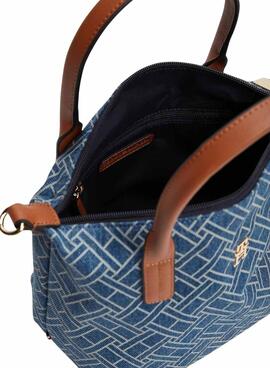 Handtasche Tommy Hilfiger Popette monogrammiert Mini blau für Damen