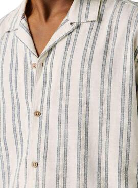 Pepe Jeans Pershore Hemd in weiß mit Streifen für Herren.