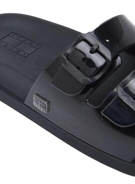 Tommy Jeans Komfort Jelly Flip-Flops mit Schnallen in Schwarz für Damen.