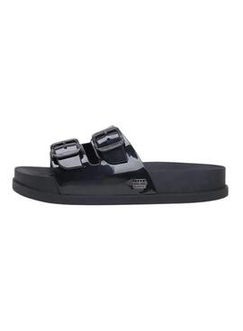 Tommy Jeans Komfort Jelly Flip-Flops mit Schnallen in Schwarz für Damen.