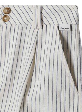 Kurze Hose Pepe Jeans Izzy mit beiger diplomatischer Streifen für Mädchen.