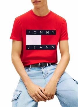 T-Shirt Tommy Jeans Big Flag rot für Herren.