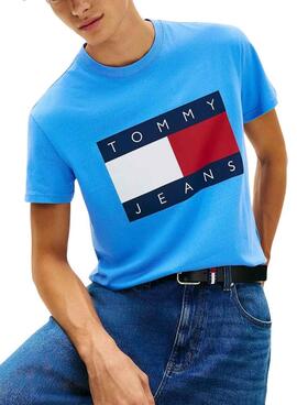 T-Shirt Tommy Jeans Big Flag blau für Herren