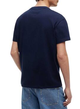 Herren-Tommy Jeans Big Flag T-Shirt in Marineblau