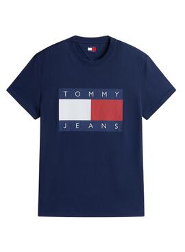 Herren-Tommy Jeans Big Flag T-Shirt in Marineblau