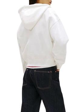 Tommy Jeans Script Label Hoodie in Weiß für Damen