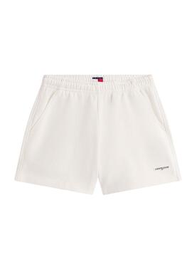 Kurze Hose Tommy Jeans Script Label Weiß für Damen