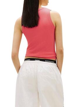 T-Shirt Tommy Jeans Essential Rib Koralle für Herren