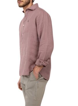 Hemd El Ganso aus Leinen in Burgunderrot für Herren