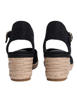 Espadrilles Tommy Hilfiger Schwarz mit mittlerem Keilabsatz für Damen.