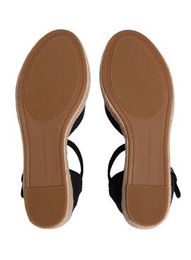 Espadrilles Tommy Hilfiger Schwarz mit mittlerem Keilabsatz für Damen.
