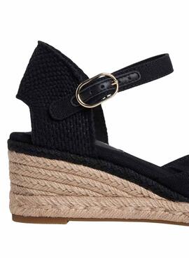 Espadrilles Tommy Hilfiger Schwarz mit mittlerem Keilabsatz für Damen.