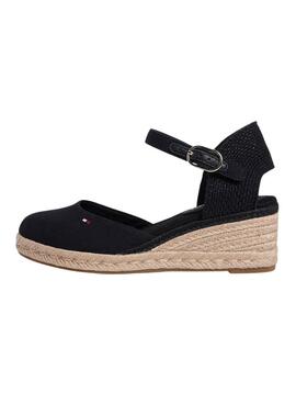 Espadrilles Tommy Hilfiger Schwarz mit mittlerem Keilabsatz für Damen.