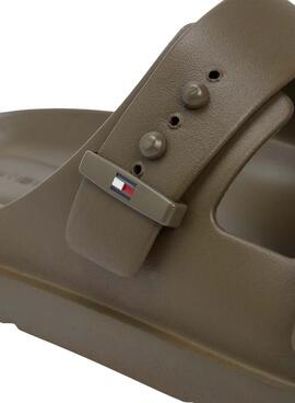 Tommy Hilfiger Light verstellbare Flip-Flops mit grünen Schnallen für Herren