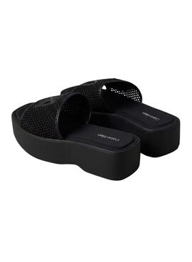 Geflochtene Calvin Klein-Sandalen mit schwarzer Plateausohle für Damen.