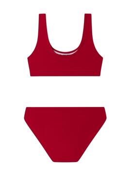 Bikini Pepe Jeans mit rotem Logo-Druck für Mädchen.