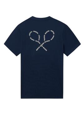 T-Shirt Silbon Lettering in Marineblau für Herren
