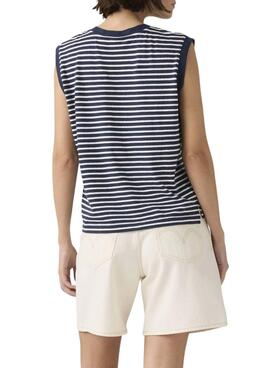 Levis Boxy gestreiftes T-Shirt in Blau und Weiß für Damen.