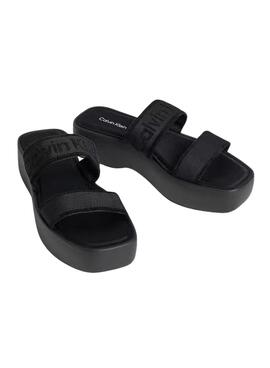 Sandalen Calvin Klein Jeans Flatform in Schwarz für Damen