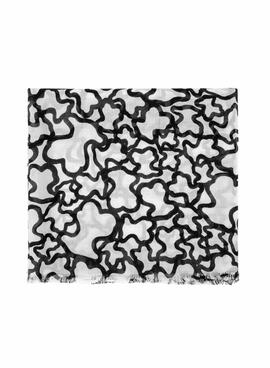 Schal Tous Kaos mit schwarz-weißem Bärenmuster für Damen.